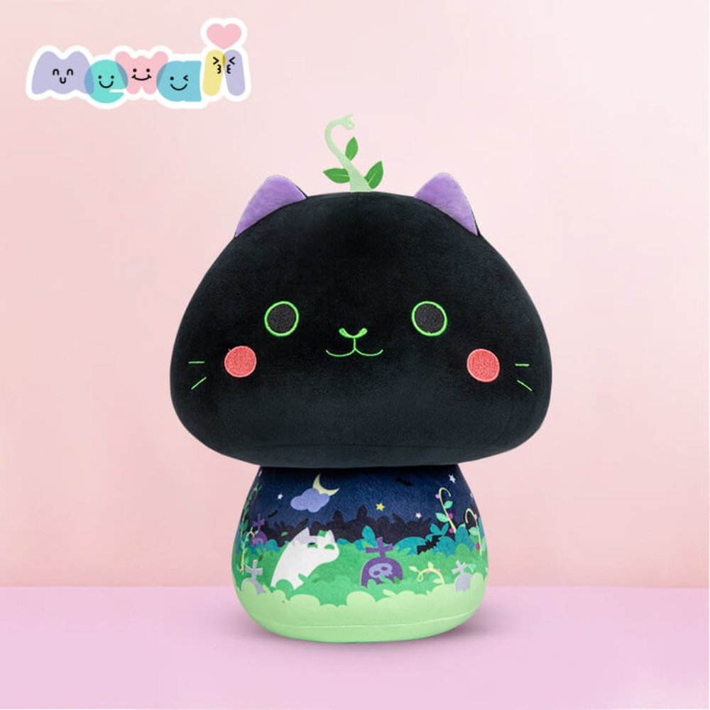 Mewaii® 14” Mushroom Plush Pillow - Cute Black Cat